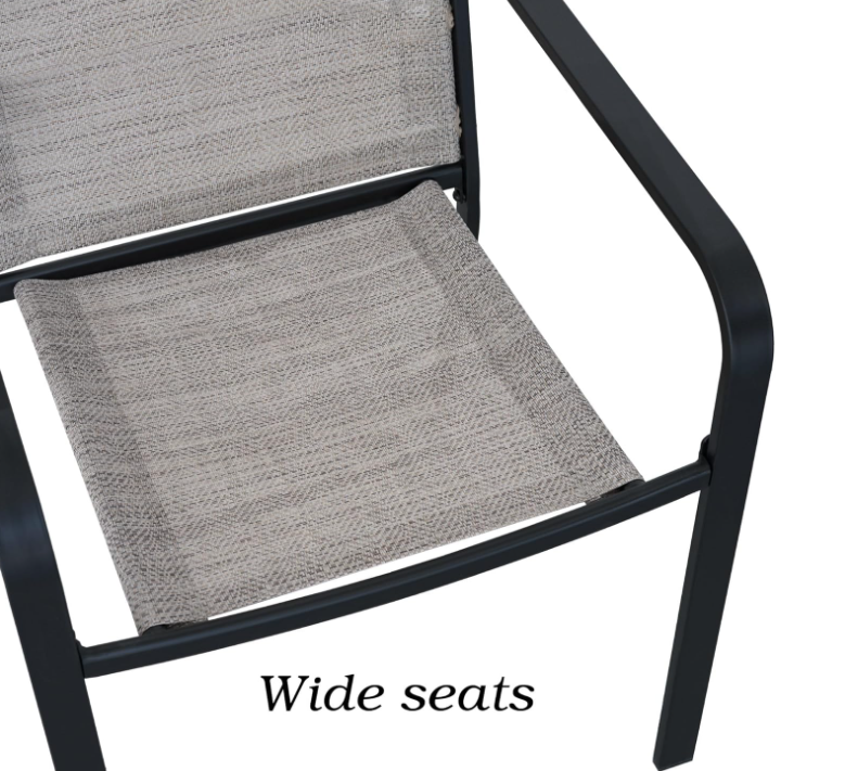 Patio Dining Chairs Set of 2 with Textilene mesh Fabric, Beige