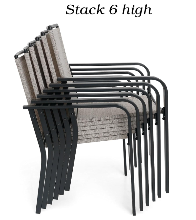 Patio Dining Chairs Set of 2 with Textilene mesh Fabric, Beige